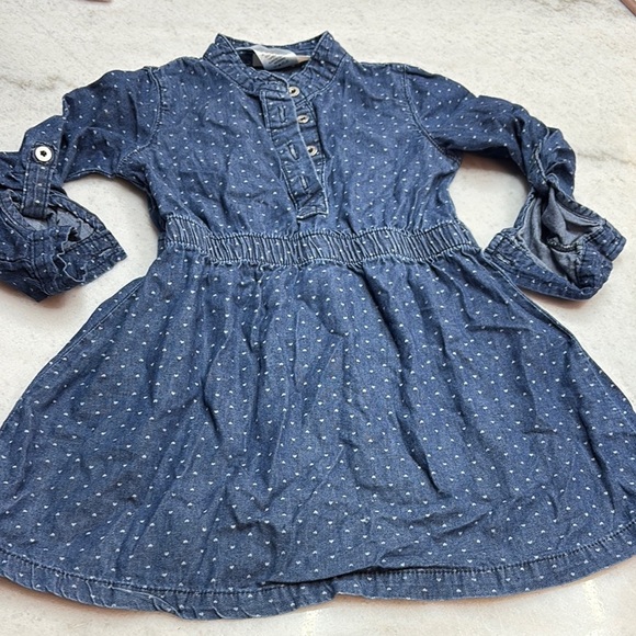 Wonderkids Blue Casual Dress with Cuffed 3/4 Sleeves and Mandarin Collar - Picture 2 of 5